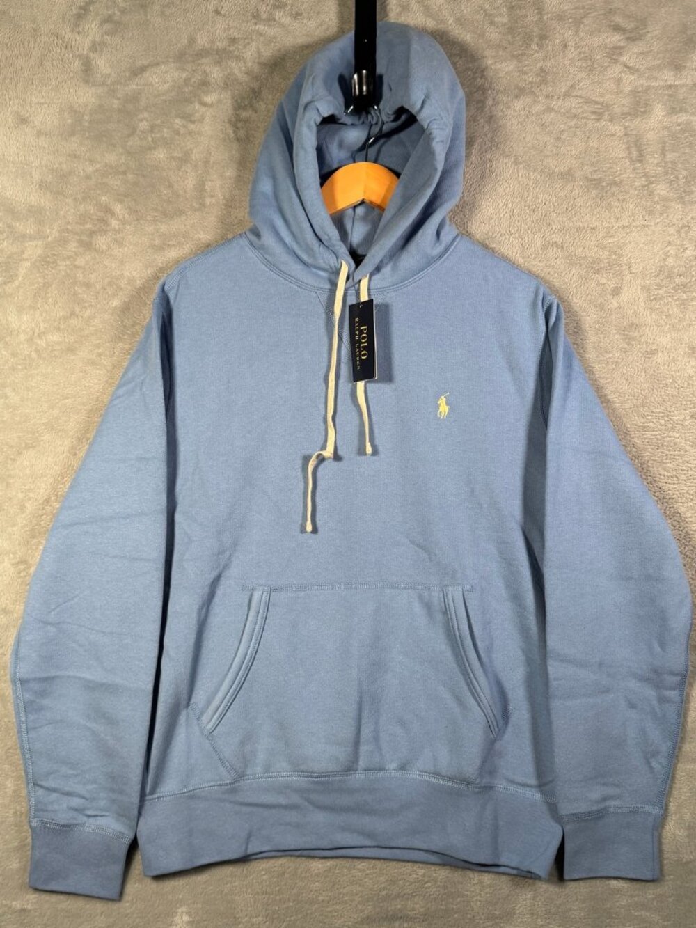 Polo Ralph Lauren Hoodie Mens M Bristol Blue RL Fleece Pony Pullover